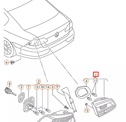 NEW VW PASSAT B7 REAR TRUNK BOOT LID LEFT SIDE TAILLIGHT 3AE945093J ORIGINAL