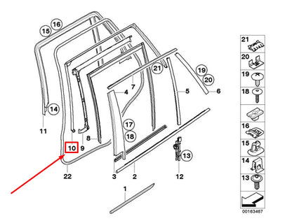 NEW BMW X5 E70 UPPER REAR LEFT DOOR SEAL 51767208591 7208591 ORIGINAL