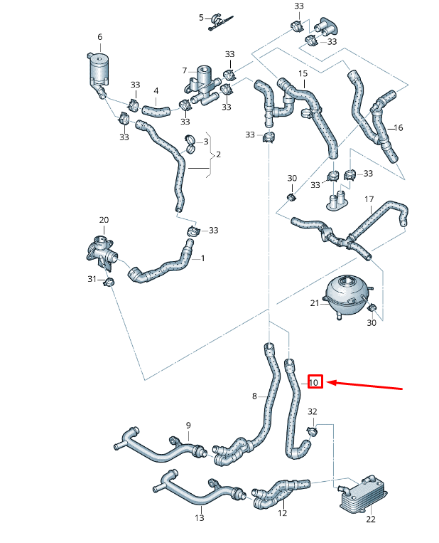 NEW VW TRANSPORTER VI T6 COOLANT HOSE 7E0121073AB ORIGINAL