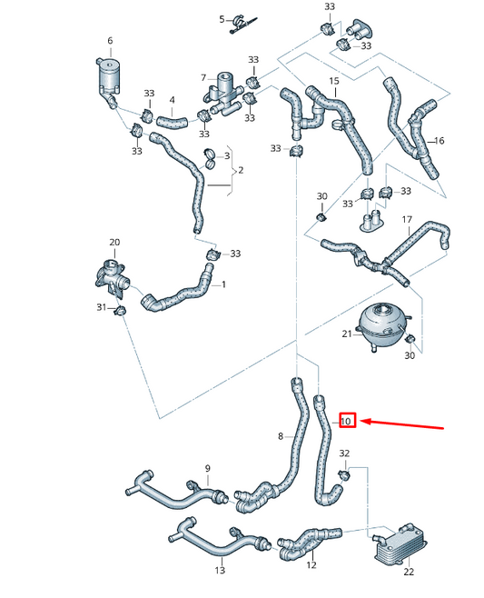 NEW VW TRANSPORTER VI T6 COOLANT HOSE 7E0121073AB ORIGINAL