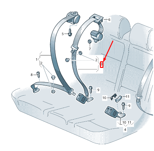 new seat arona kj rear middle seatbelt 6f0857807eraa original