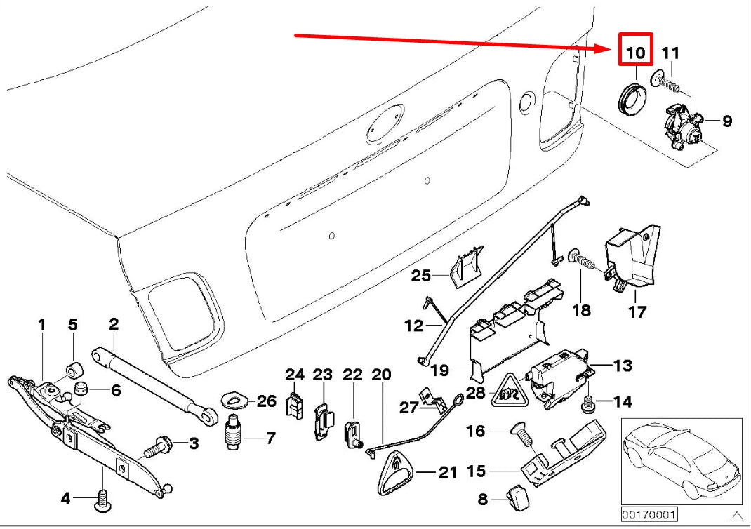 NEW BMW 3 E46 TRUNK LID LOCK GASKET 51248223104 8223104 ORIGINAL