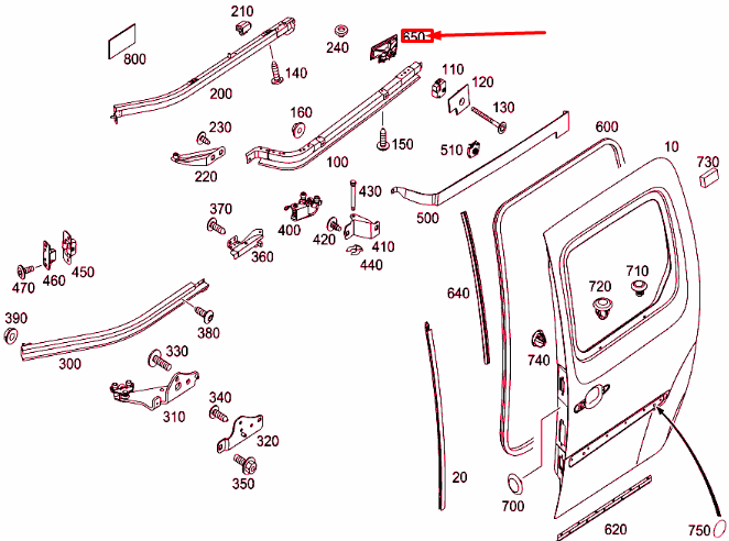 NEW MB CITAN W415 REAR CENTRAL RIGHT SLIDING DOOR BRACKET A4157411200 ORIGINAL