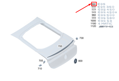 new mercedes-benz eqs v297 rear lid model badge a2978173100 original