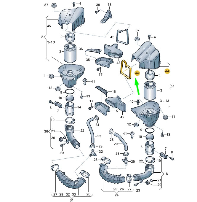 NEW AUDI A8 4H D4 AIR CLEANER LEFT FLANGE 4H0133125A ORIGINAL