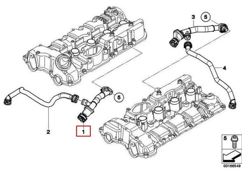 NEW BMW 7 F01 RIGHT CRANKCASE VENT HOSE 11157646086 7646086 ORIGINAL