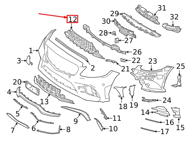 NEW MERCEDES-BENZ C W205 FRONT BUMPER LOWER GRILLE A2058856204 ORIGINAL