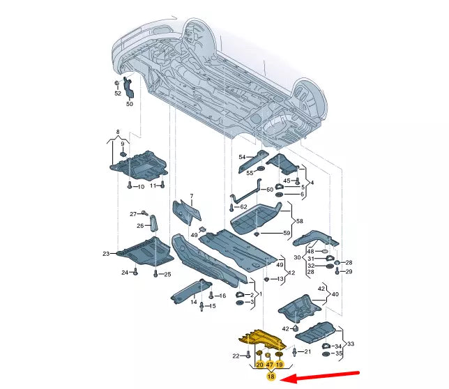 NEW VOLKSWAGEN GOLF MK8 REAR RIGHT UNDERBODY TRIM 5WA825102A ORIGINAL