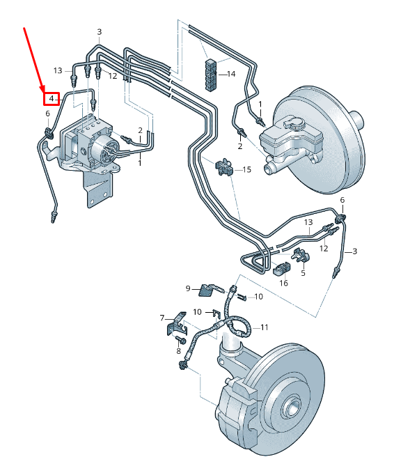new vw t-cross c1 brake pipe from hydraulics to brake hose 2q2614724g original
