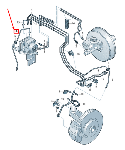 new vw t-cross c1 brake pipe from hydraulics to brake hose 2q2614724g original