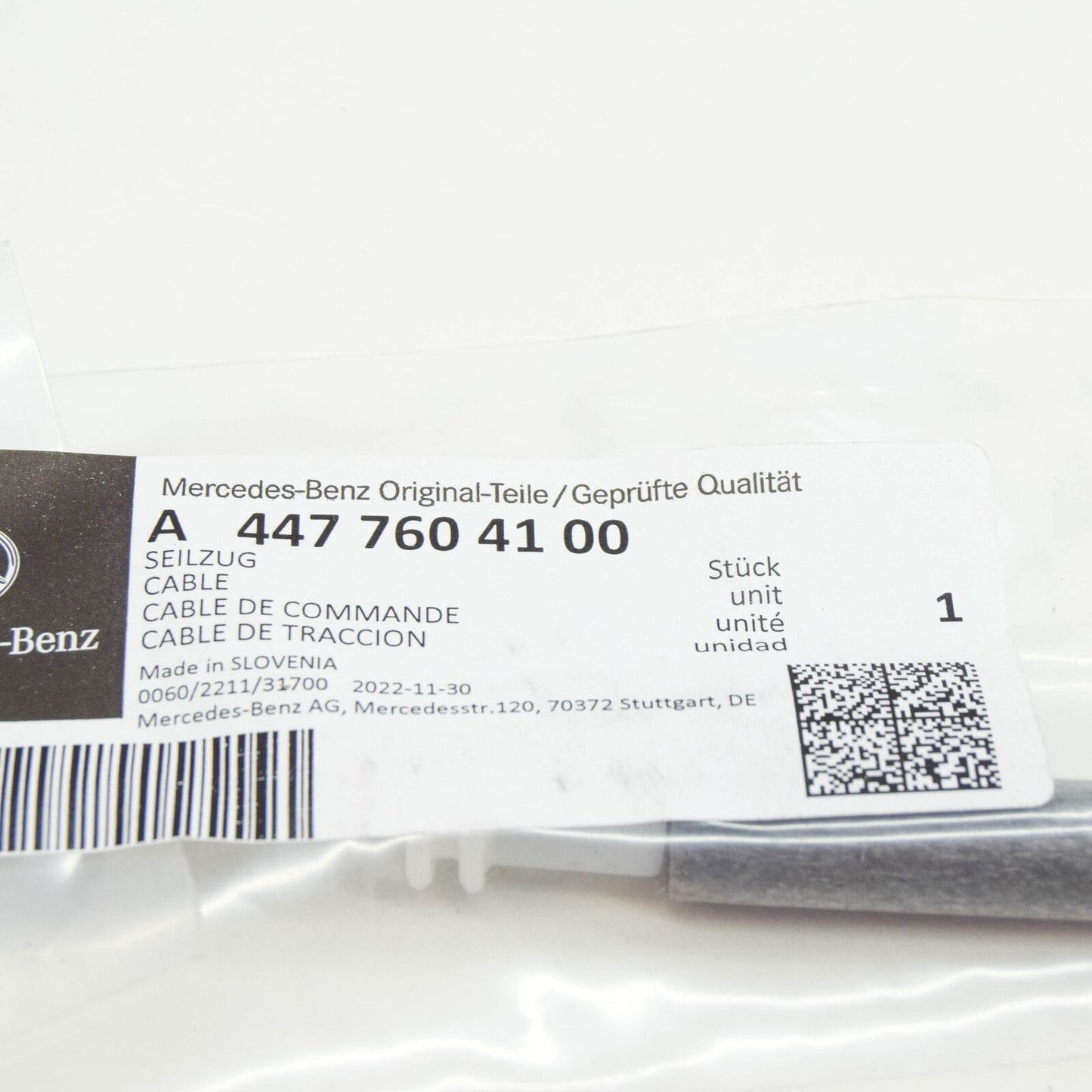 NEW MB VITO W447 REAR PANEL DOOR RIGHT CONTROL CABLE A4477604100 ORIGINAL