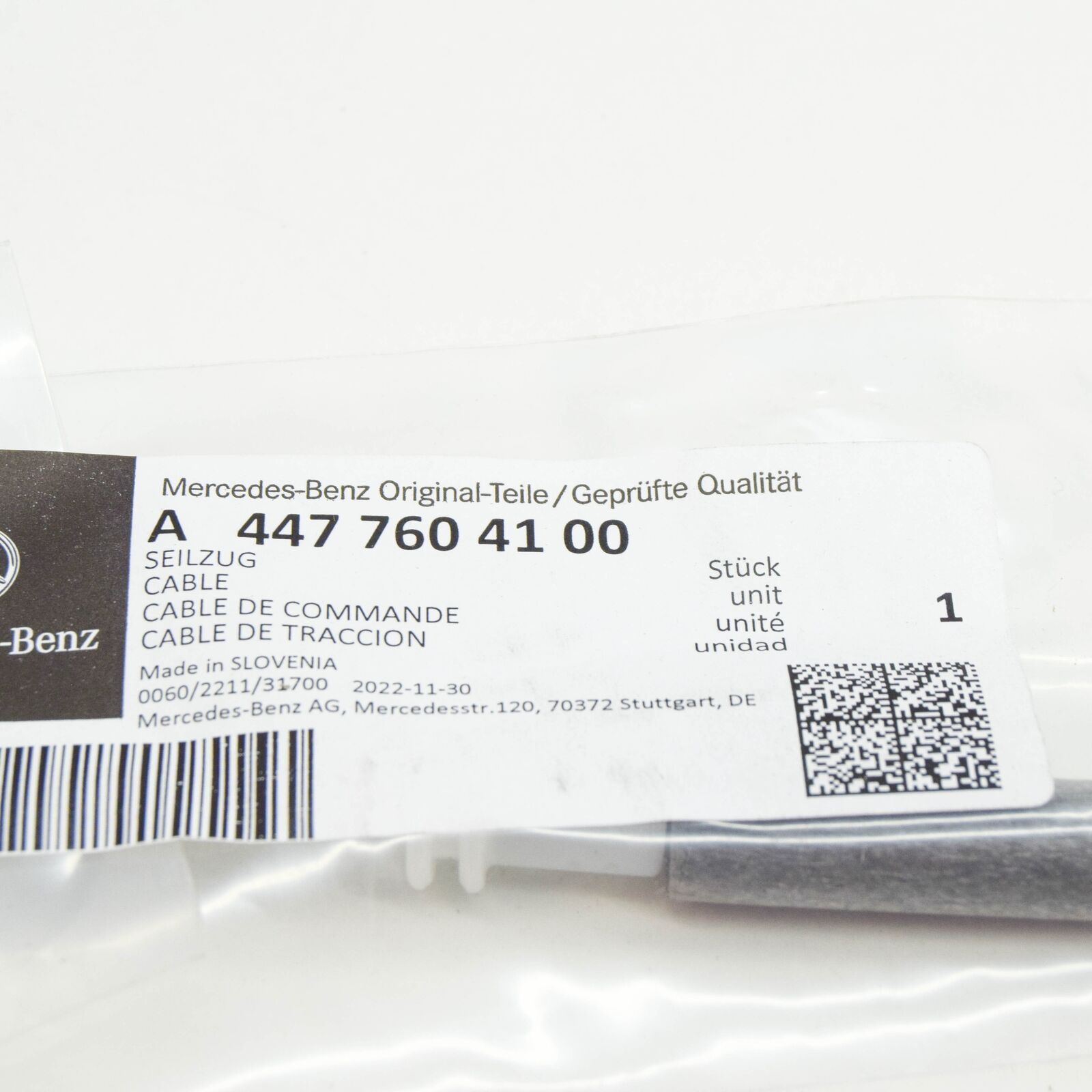 NEW MB VITO W447 REAR PANEL DOOR RIGHT CONTROL CABLE A4477604100 ORIGINAL