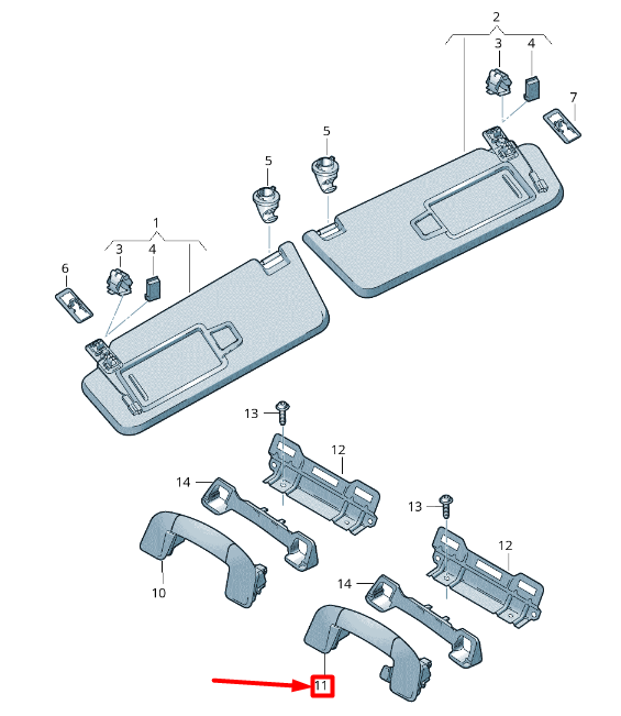 NEW VOLKSWAGEN ARTEON 3H7 REAR ROOF HANDLE 5NL8576433HS ORIGINAL