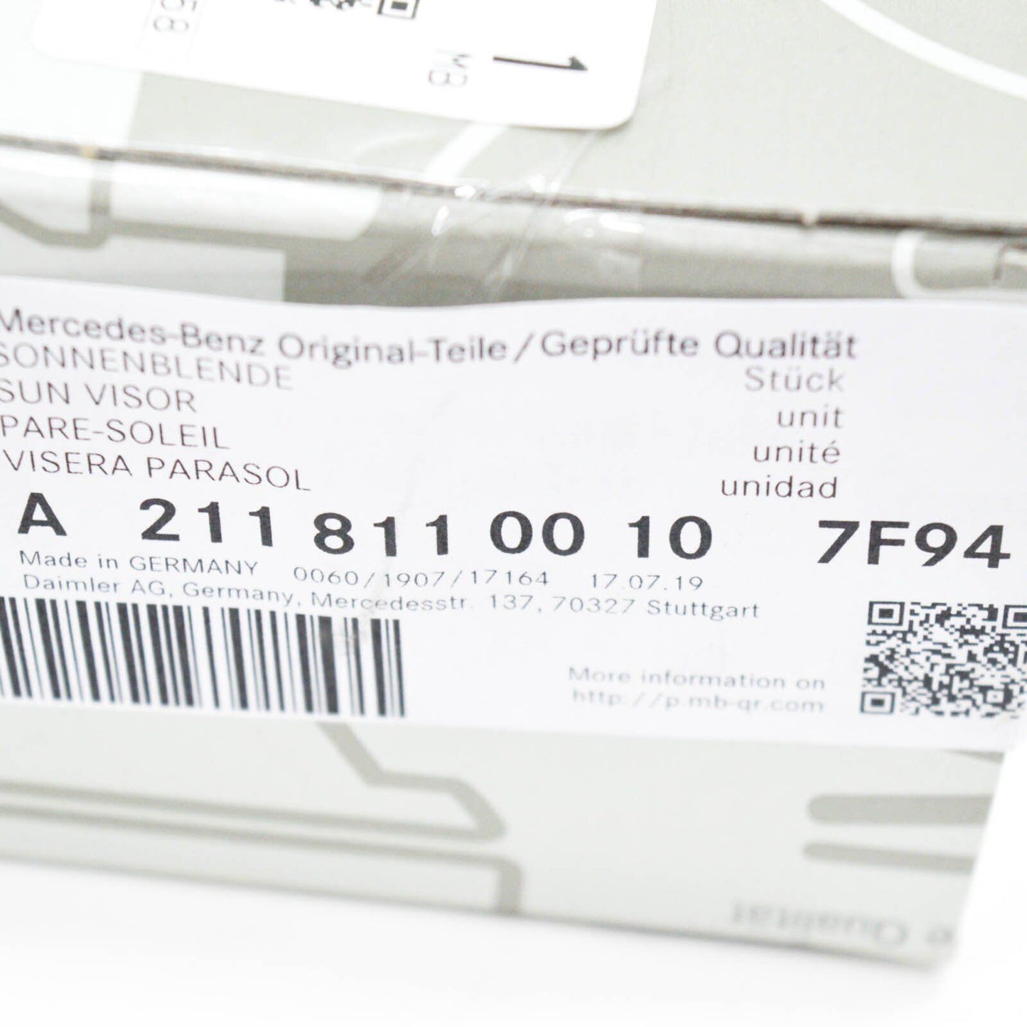 NEW MERCEDES E-CLASS W211 SUN VISOR MIRROR RIGHT SIDE A21181100107F94 ORIGINAL