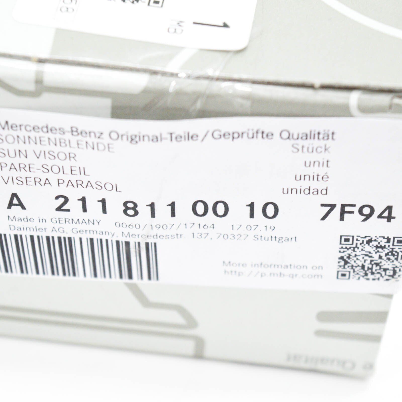 NEW MERCEDES E-CLASS W211 SUN VISOR MIRROR RIGHT SIDE A21181100107F94 ORIGINAL