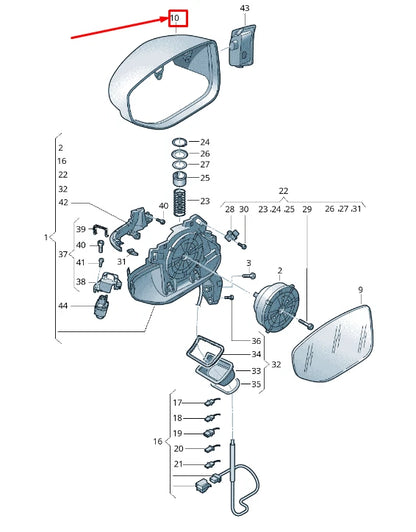 NEW AUDI A6 C8 FRONT RIGHT DOOR MIRROR COVER LHD 4N1857528GRU ORIGINAL
