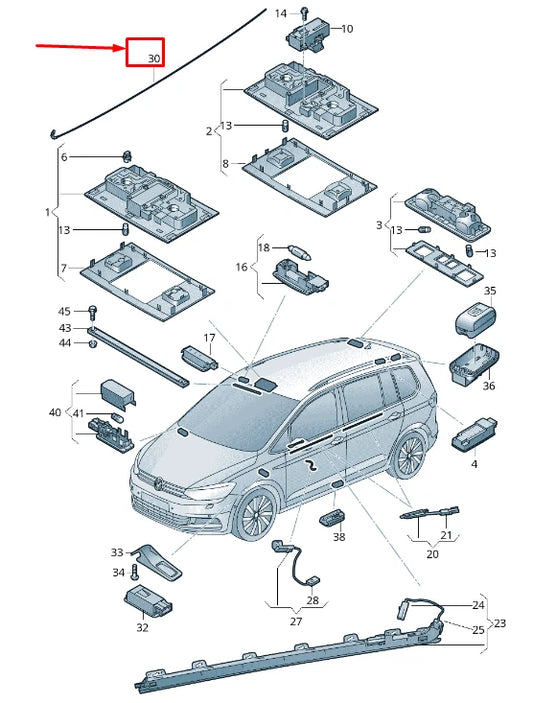 NEW VW TOURAN 5T RIGHT LED MODULE FIBRE OPT. CABLE 5TA947220A