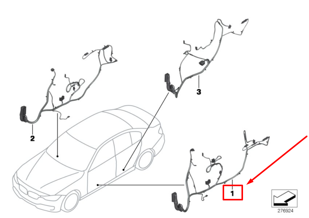 new bmw 3 f30, f80 door wiring harness 61129313627 9313627 original