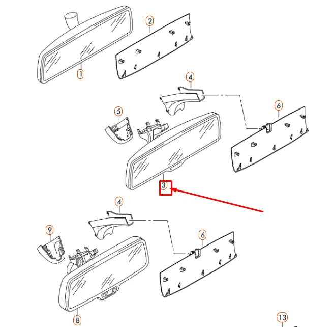 NEW VOLKSWAGEN GOLF MK7 INTERIOR REAR VIEW MIRROR 7N0857511M9B9 ORIGINAL