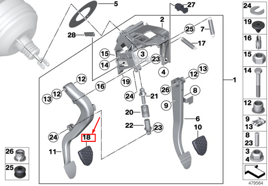 new bmw z4 roadster e89 clutch pedal rubber pad 35311160659 original