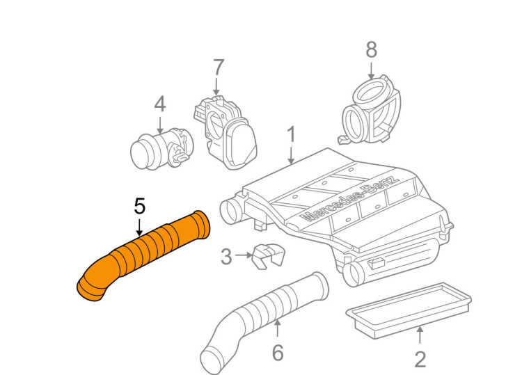 NEW MB S W220 RIGHT SIDE AIR INTAKE HOSE PIPE S 350 PETROL A1120943682 ORIGINAL