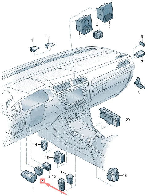 NEW VOLKSWAGEN TIGUAN AD MK2 HEAD-UP DISPLAY ROTARY CONTROL 5NA919787ICX