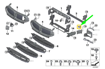 NEW BMW 8 CABRIO G14 FRONT LEFT WHEELHOUSING BRAKE AIR DUCT 51747465545 ORIGINAL