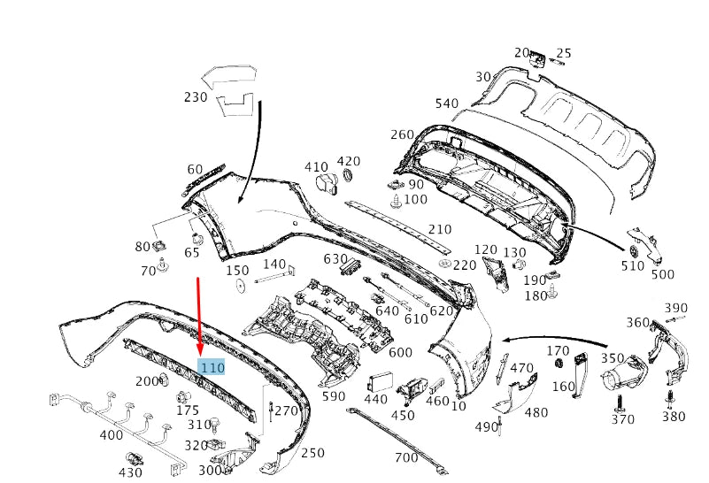 NEW MERCEDES-BENZ GLA X156 REAR BUMPER CENTER BASIC CARRIER A1568850065 ORIGINAL