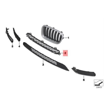 NEW BMW X3 F25 FRONT BUMPER UPPER CENTER GRILLE 51117210466 ORIGINAL
