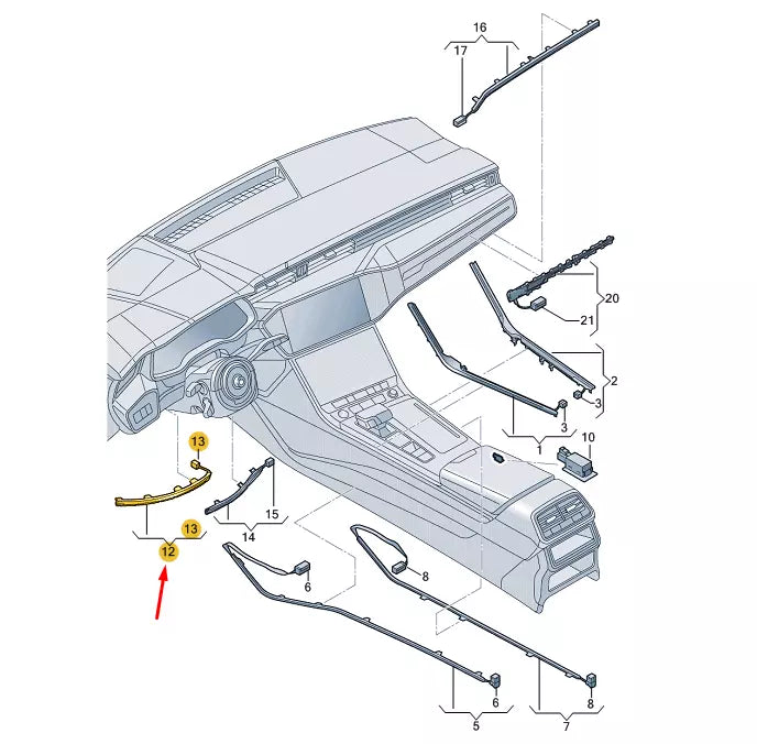 NEW AUDI A6 C8 LEFT FIBRE OPTIC CONDUCTOR LHD 4K1947197A