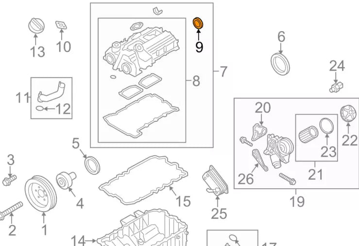 NEW BMW 1 F20 CYLINDER HEAD COVER SHAFT SEAL 11127507217 7507217 ORIGINAL