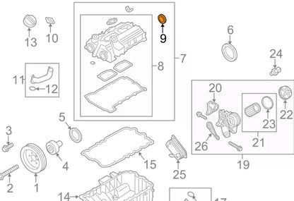 NEW BMW 1 F20 CYLINDER HEAD COVER SHAFT SEAL 11127507217 7507217 ORIGINAL