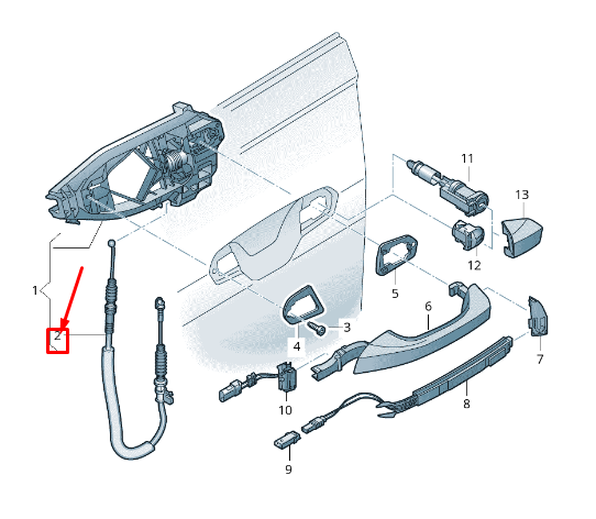 new audi a8 4n front door latch bowden cable 4n0837099 original