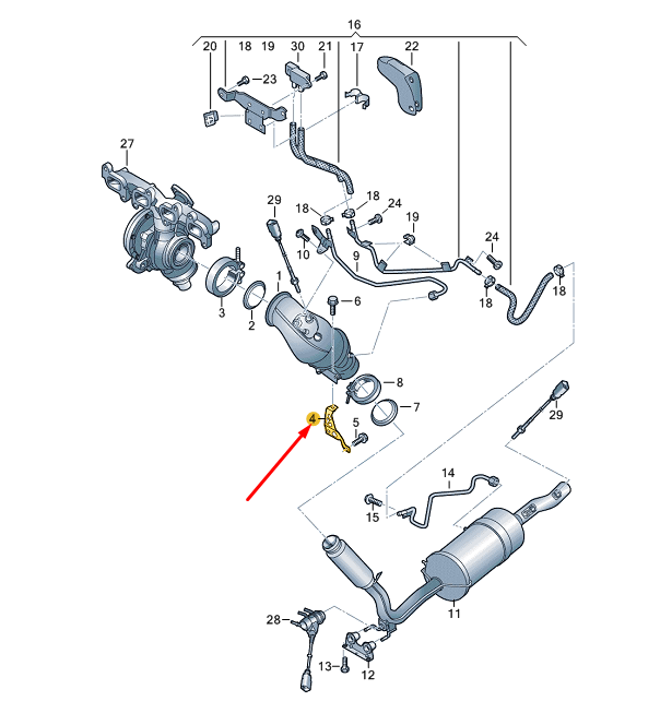 NEW VW TRANSPORTER VI T6 CATALYTIC CONVERTER BRACKET 7E0253461S ORIGINAL