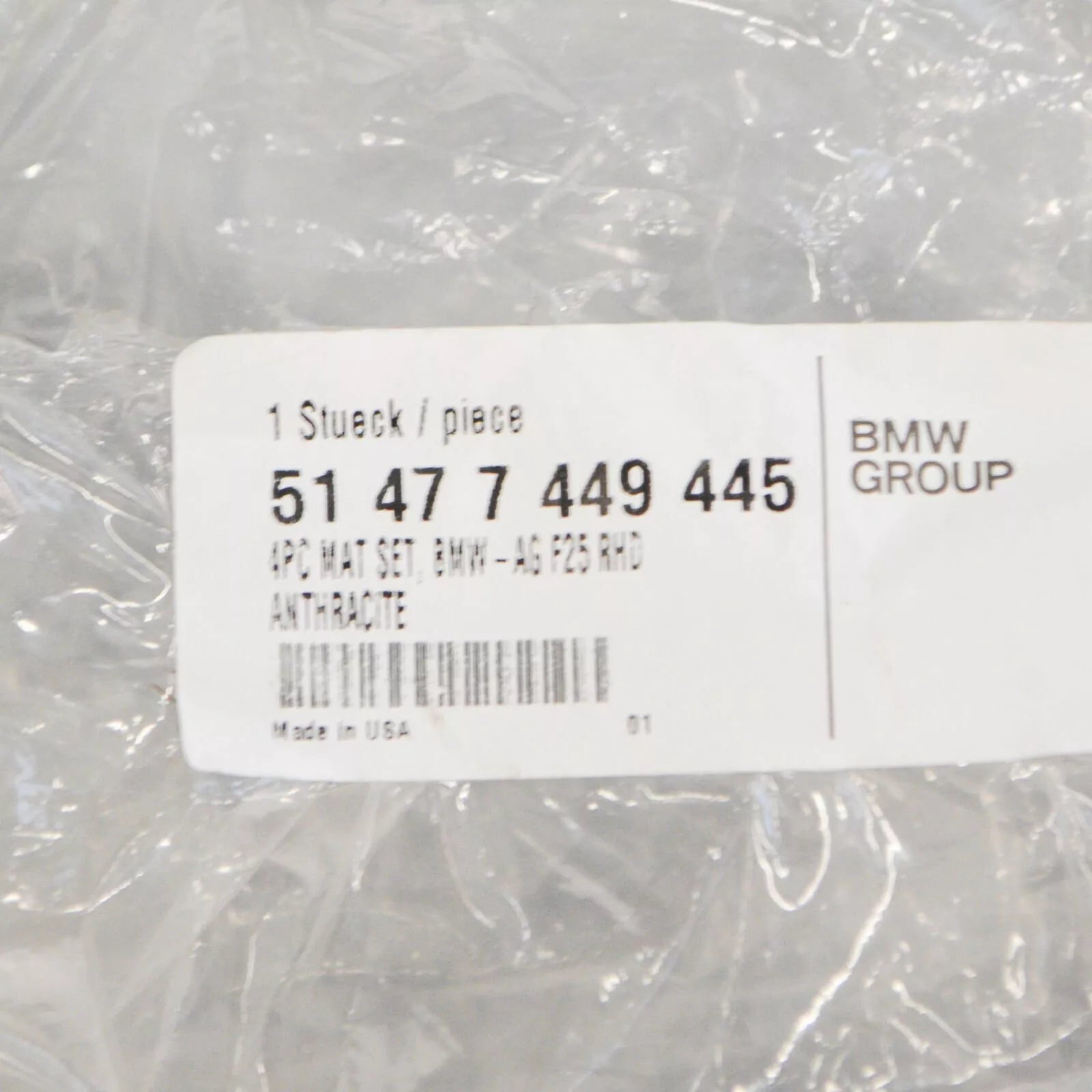 NEW BMW X3 F25 VELOUR FLOOR MATS RHD 51477449445 ORIGINAL