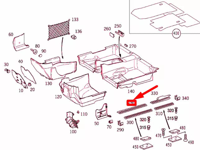 NEW MERCEDES-BENZ E W210 FRONT LEFT INSIDE ENTRANCE RAIL A21068021351A26