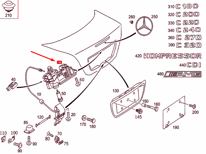 NEW MERCEDES-BENZ C W203 REAR LID HANDLE A2037500693 ORIGINAL