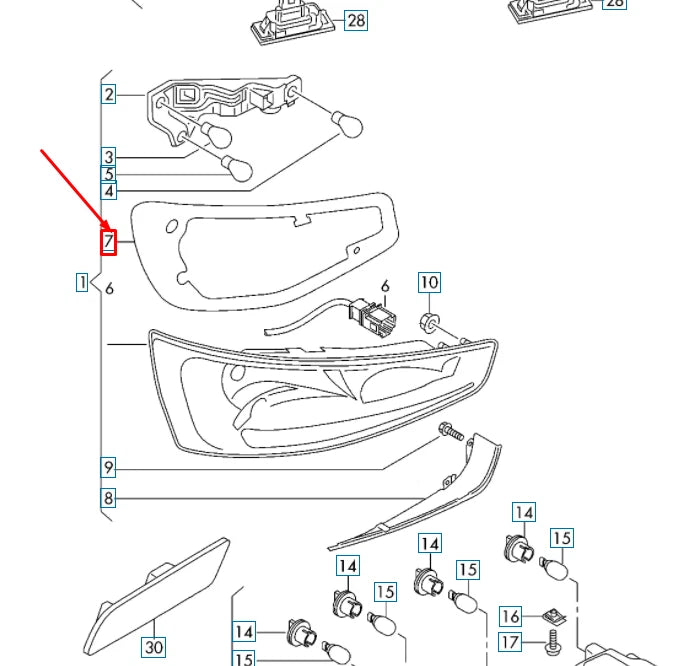 NEW AUDI Q3 8U REAR LEFT TAIL LIGHT SEAL 8U0945191A ORIGINAL