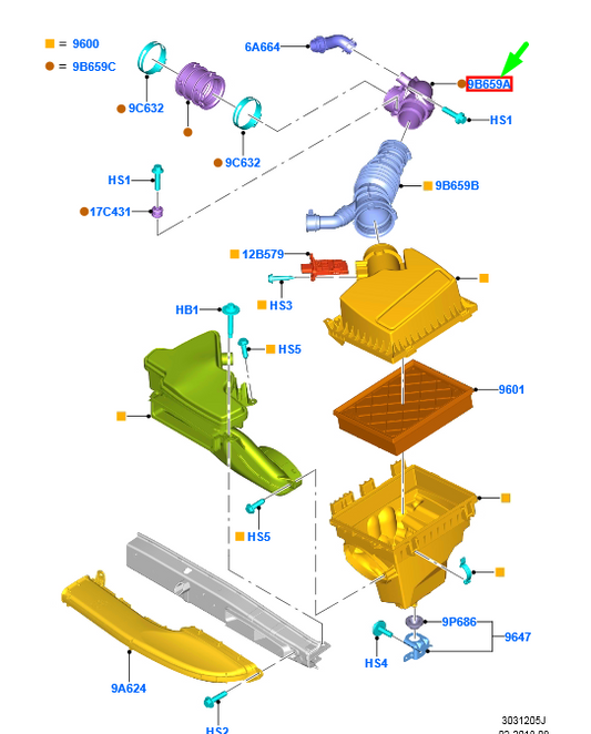 new ford mondeo mk5 air cleaner air hose 5349598 e1g3-9b659-aa original