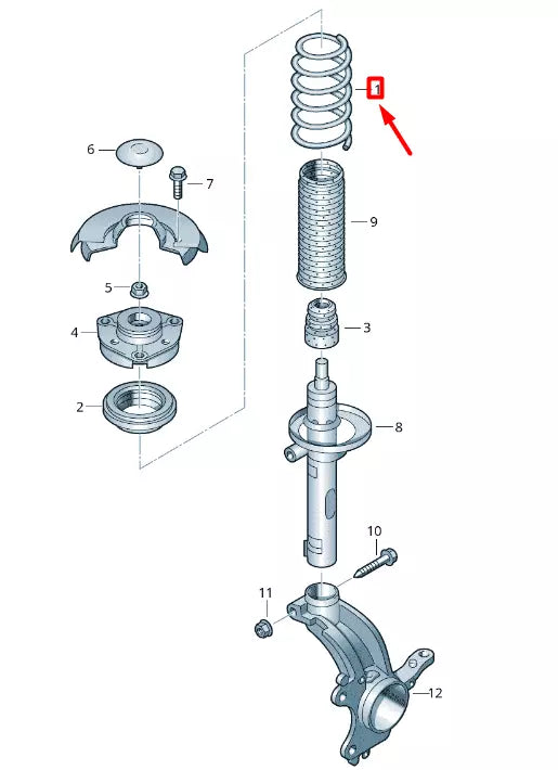 NEW VOLKSWAGEN CADDY 2K MK3 FRONT AXLE COIL SPRING 1K0411105JT
