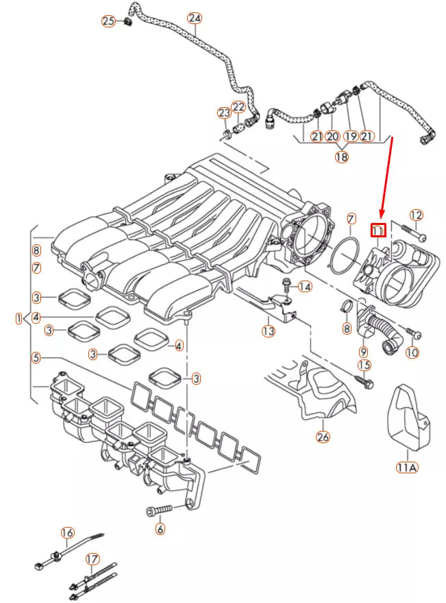 NEW VOLKSWAGEN PASSAT B7 THROTTLE BODY VALVE ADAPTER 03H133062C ORIGINAL