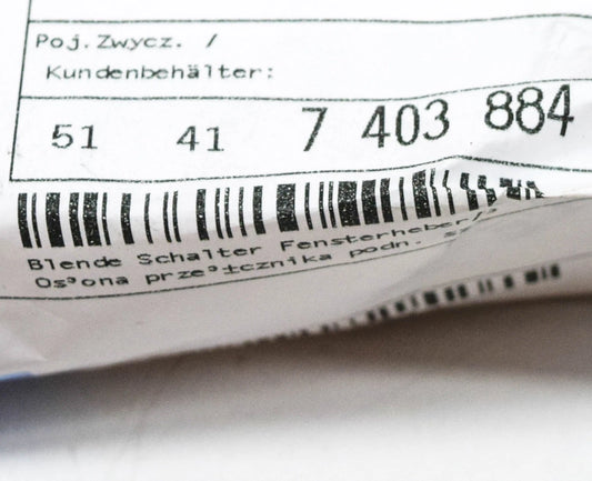 NEW BMW 1 F20 FRONT PASSENGER SIDE WINDOW SWITCH TRIM 51417403884 ORIGINAL