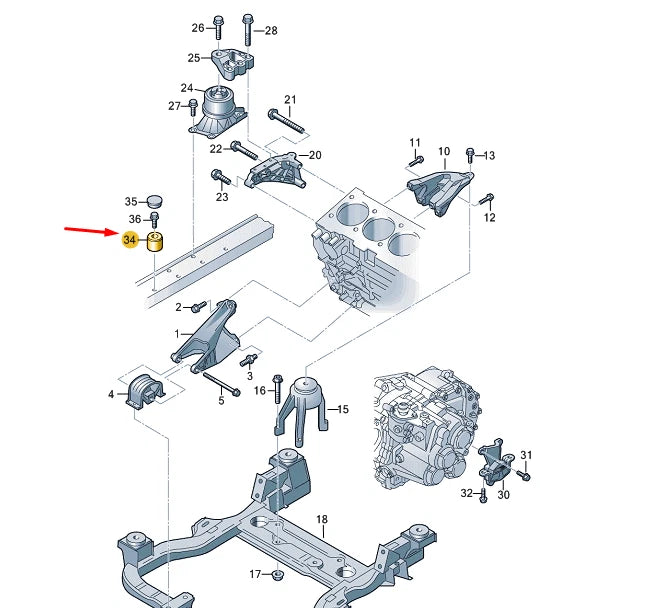 NEW VW TRANSPORTER VI T6 ENGINE MOUNTING BALANCE WEIGHT 7E0199741C
