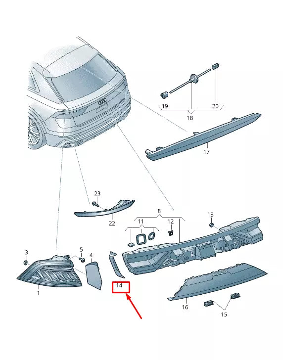 NEW AUDI Q8 4MN REAR RIGHT TAIL LIGHT TRIM COVER 4M8945256 ORIGINAL
