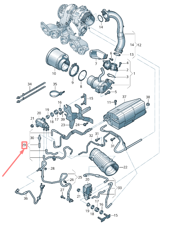 new volkswagen passat b8 3g vacuum hose 03n131055b original