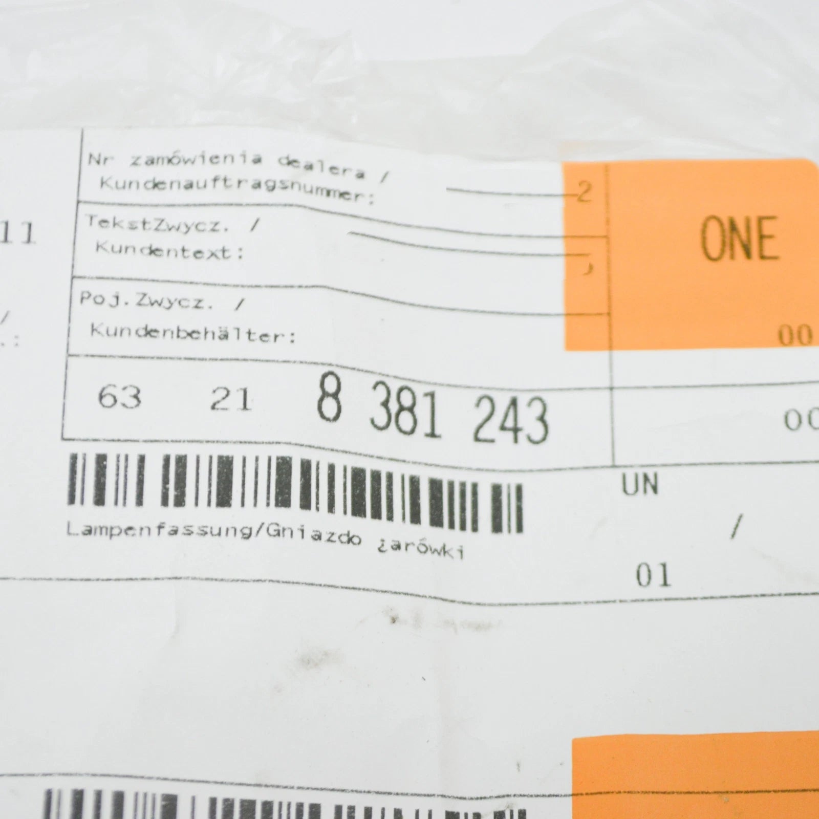 NEW BMW 7 E38 REAR TAIL LIGHT BULB SOCKET 8381243 63218381243 ORIGINAL