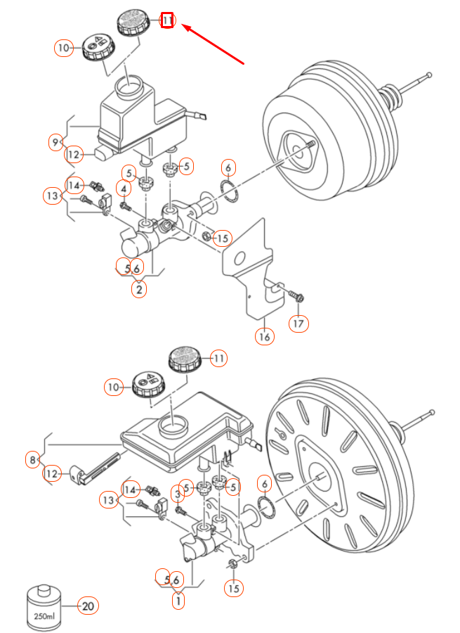 new audi a3 8v brake master cylinder reservoir cap 5q0611349a original