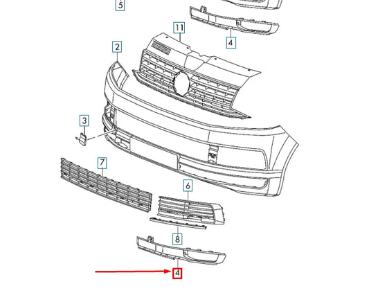 NEW VW TRANSPORTER T6 FRONT BUMPER RIGHT GRILLE TRIM 7E0807490G9B9