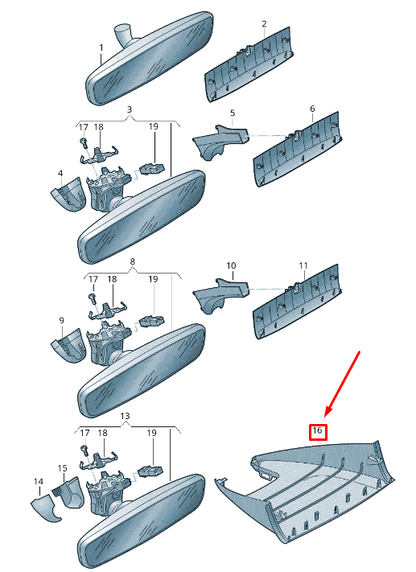 NEW VOLKSWAGEN ARTEON 3H7 INTERIOR MIRROR TRIM 3G8868437A3HS ORIGINAL