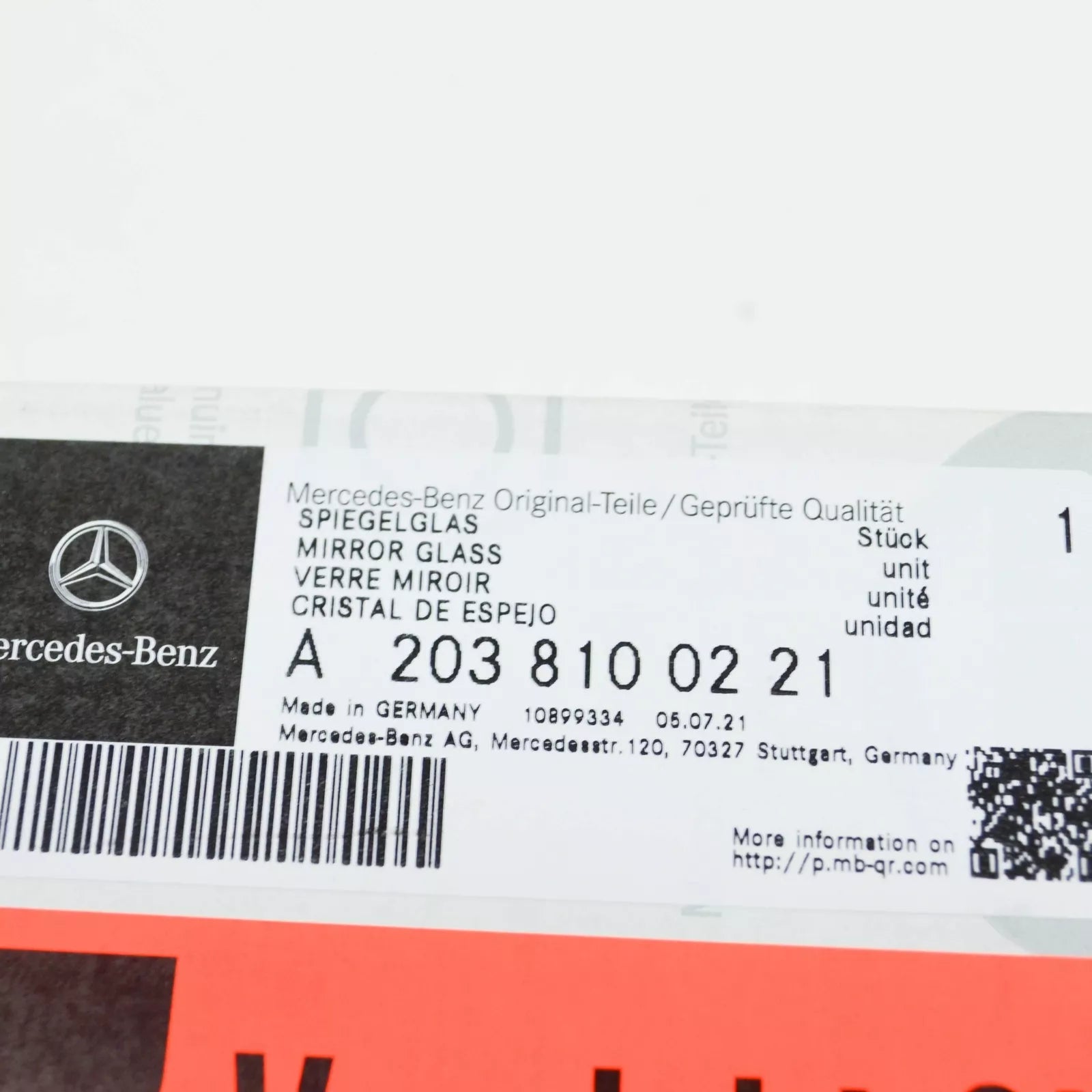 NEW MERCEDES-BENZ C-CLASS W203 RIGHT WING MIRROR GLASS A2038100221